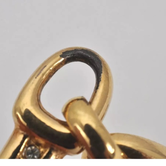 Authentic Christian Dior Rhinestone Chain Bracelet Gold Tone CD - Picture 6 of 10